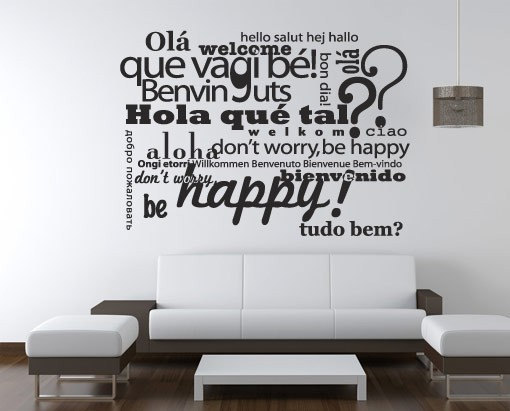 Wall Decal Quotes Welcome Be Happy Typography Multilingual