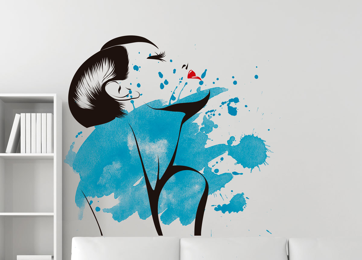 Stylish Woman Watercolor Silhouette Wall Decal Art for Modern Homes