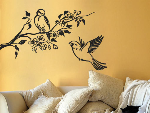 Floral With Birds Decal Tree Sticker Wall Art Home Decoration