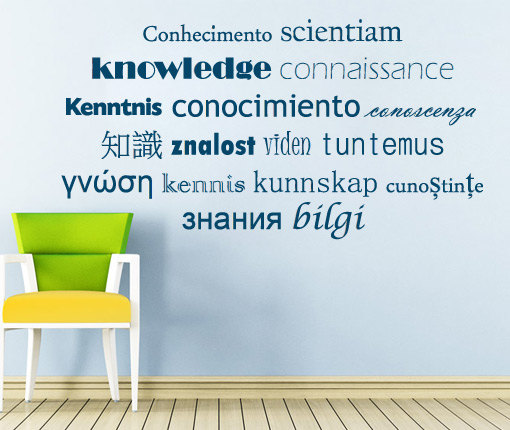 Wall Decal Quotes - Multilingual Knowledge Typographic Decal Text For Housewares