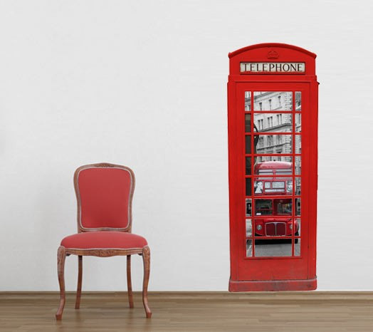 London Vintage Telephone Box Urban Image Decal Sticker For Housewares