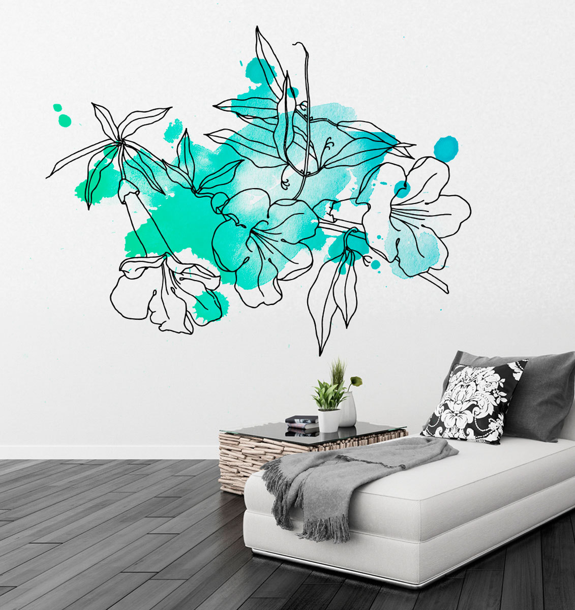 Floral Watercolor Marine Decal Wall Tattoo Modern Homes