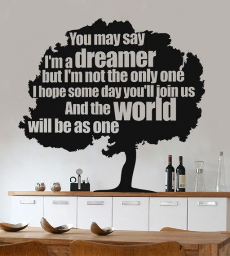 Wall Decal Quotes - Dreamer Tree Vinyl Quote Sticker Modern Living Room