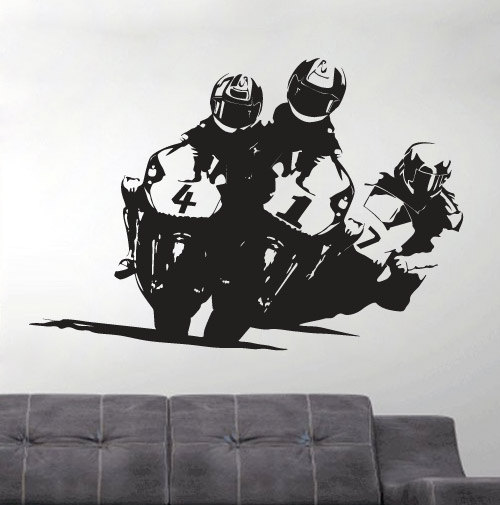 Vinyl Sports Silhouette Wall Decal Grand Prix Super Bike Sticker