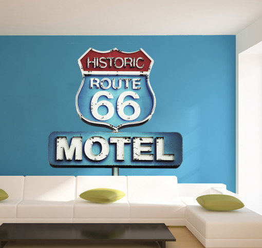 Retro Vintage Sign Historic Route 66 Wall Art Print Decal