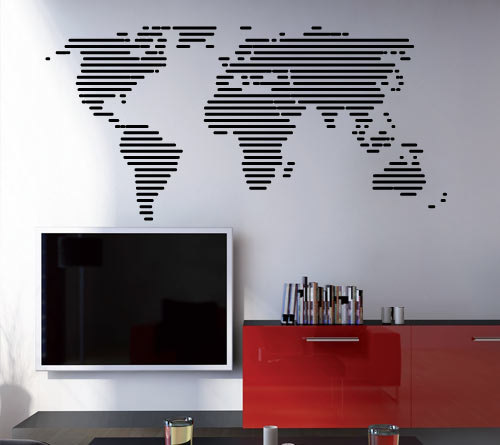 Lines World Map Decal Wall Art Sticker