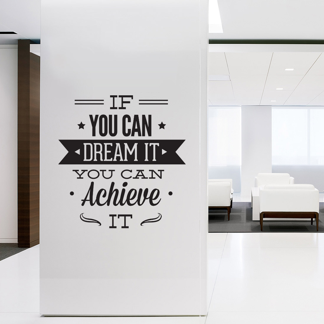 Wall Decal Quotes - Wall Art Typographic Sticker Dream It Achieve It Decal For Office Decor Inspirational Quote