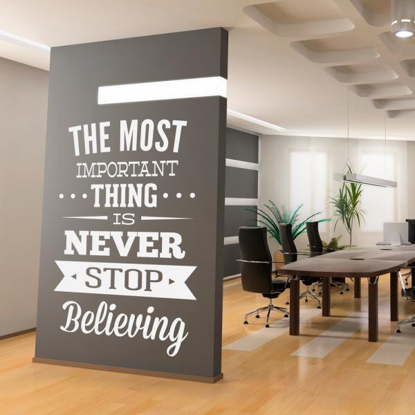 Wall Decal Quotes -  Wall Decal Inspirational Office Art Quote Never Stop Believing Sticker