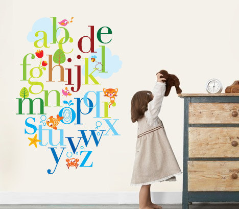 Alphabet Nursery Art Wall Sticker Decal For Kids Bedroom Home Decor on ...